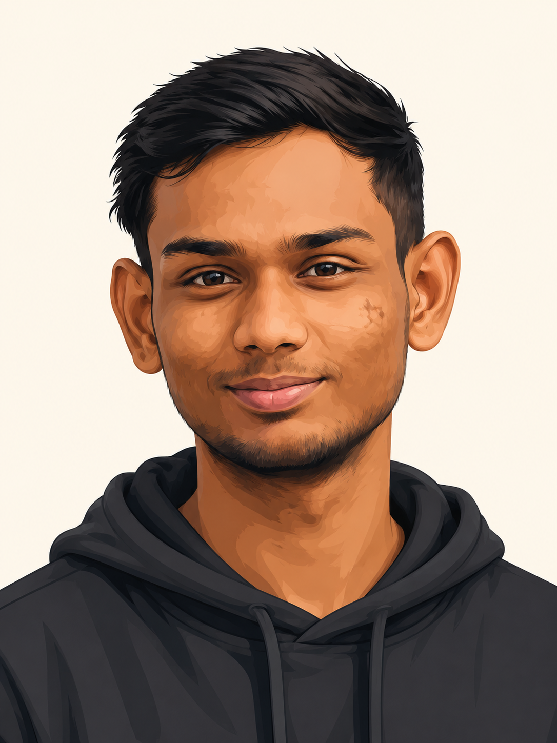 Cartoon-style portrait of Mohd Arshad Khan